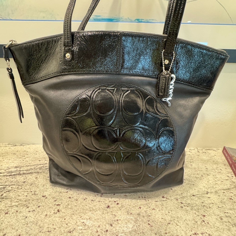 Women's Coach Black Laura Black Tote Bag Large